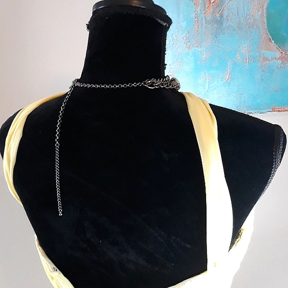 Azazie/ Yellow/ Sheer/ Halter Maxi Dress - Picture 7 of 10